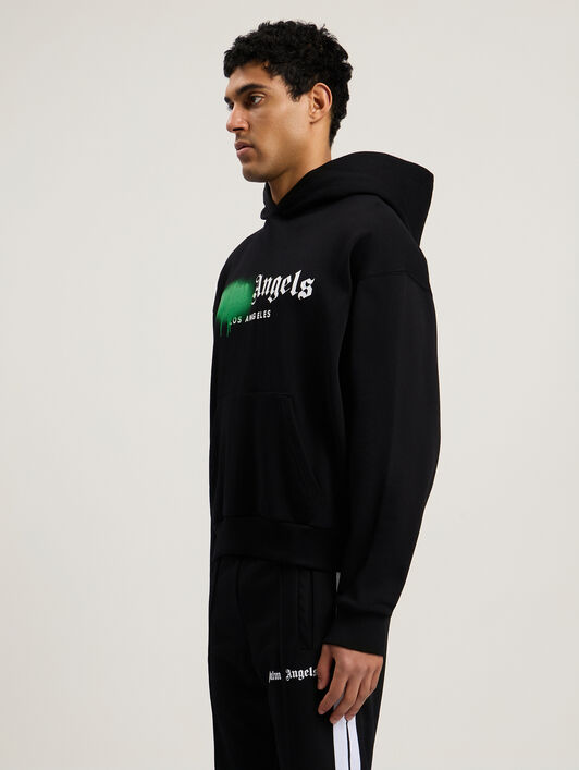 PALM ANGELS Spray City Los Angeles Hoodie Black/Green PMBB17DT26FLE001