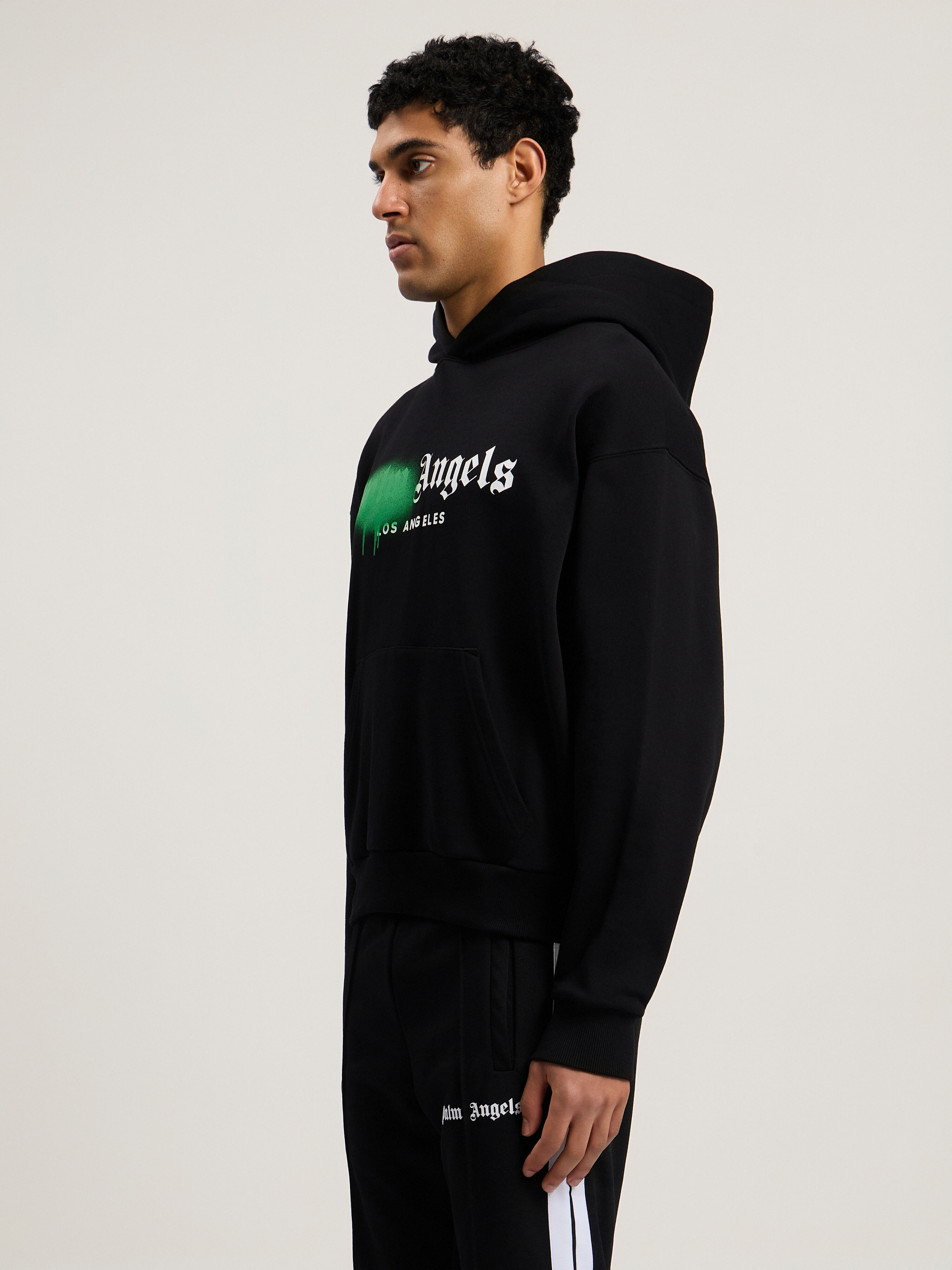 PALM ANGELS Spray City Los Angeles Hoodie Black/Green PMBB17DT26FLE001