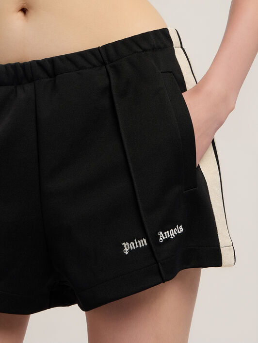 PALM ANGELS Classic Logo Track Shorts BLACK OFF WHITE PWCL005S26FAB001
