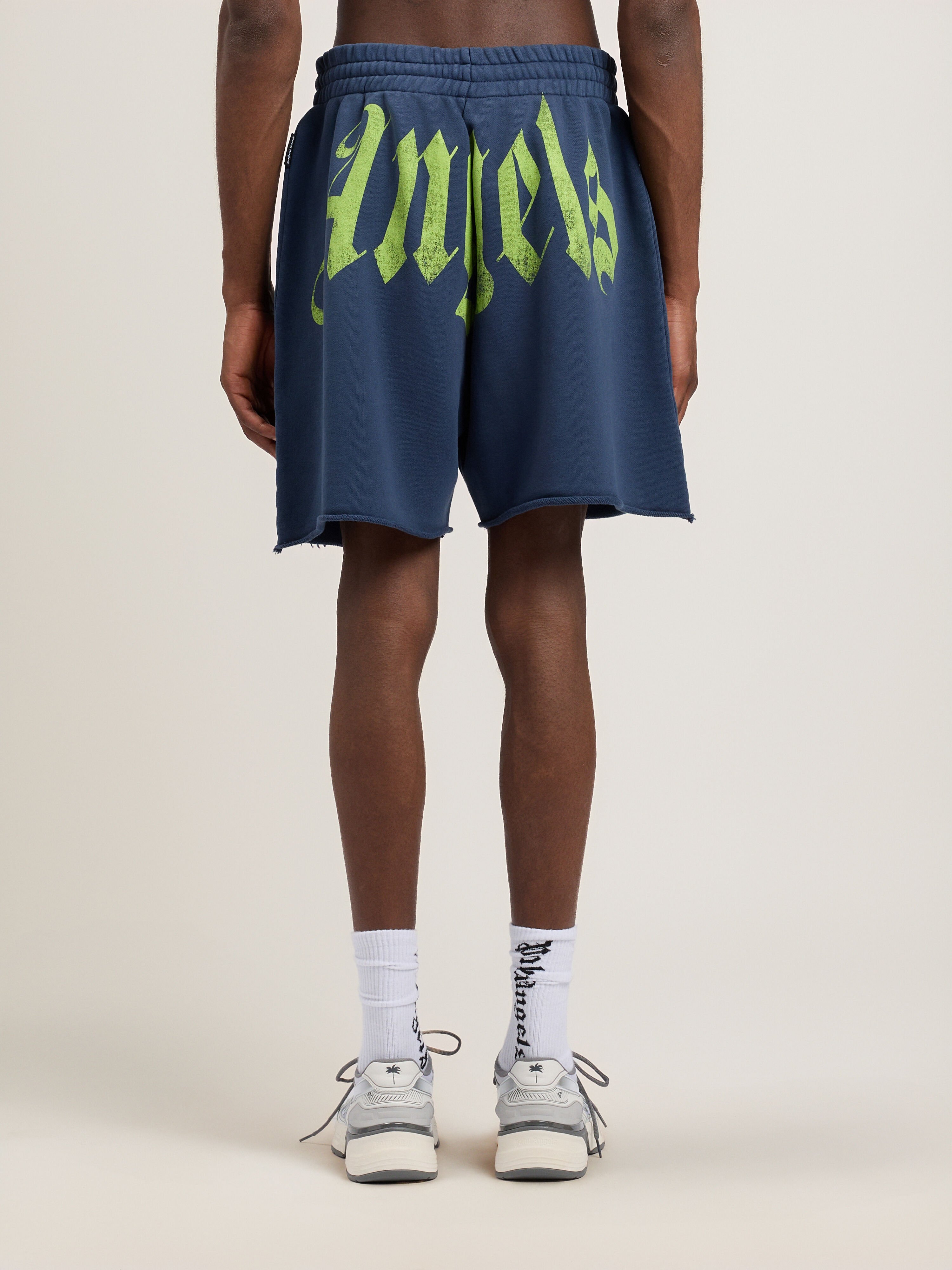 Big Waist Logo Sweatshorts PALM ANGELS Big Waist Logo Sweatshorts NAVY BLUE LIME PMCI02CS26FLE001