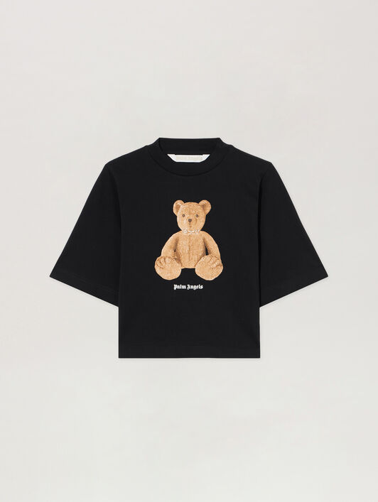 PALM ANGELS Bear Boxy T-Shirt BLACK BROWN PWAA079S26JER006