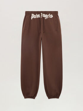 PALM ANGELS Waist Logo Sweatpants BROWN - OFF WHITE PAMCH01F26FL02