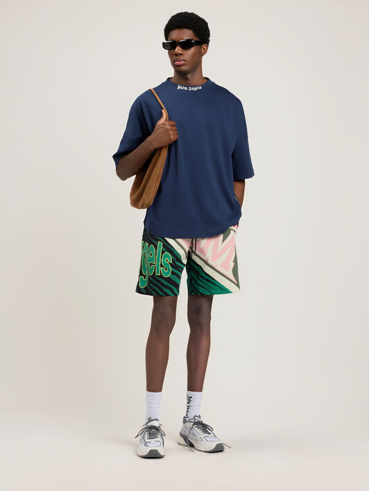 PALM ANGELS Classic Logo Over T-Shirt NAVY BLUE OFF WHITE PMAA10BS26JER001