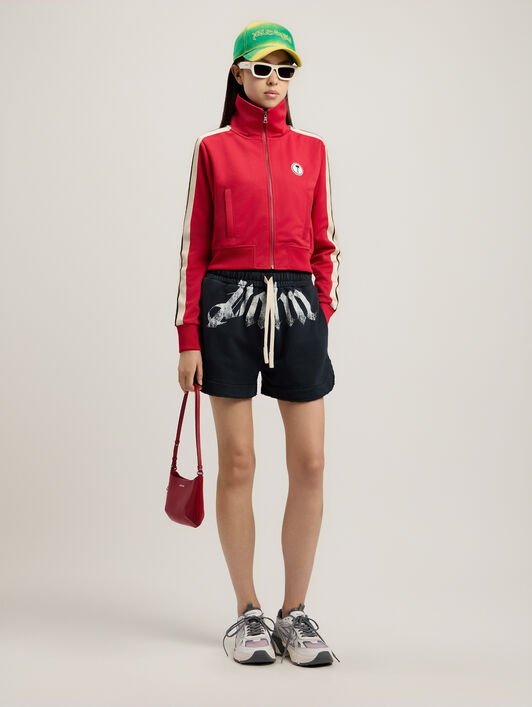 PALM ANGELS Big Waist Logo Sweatshorts BLACK OFF WHITE PWCI017S26FLE001