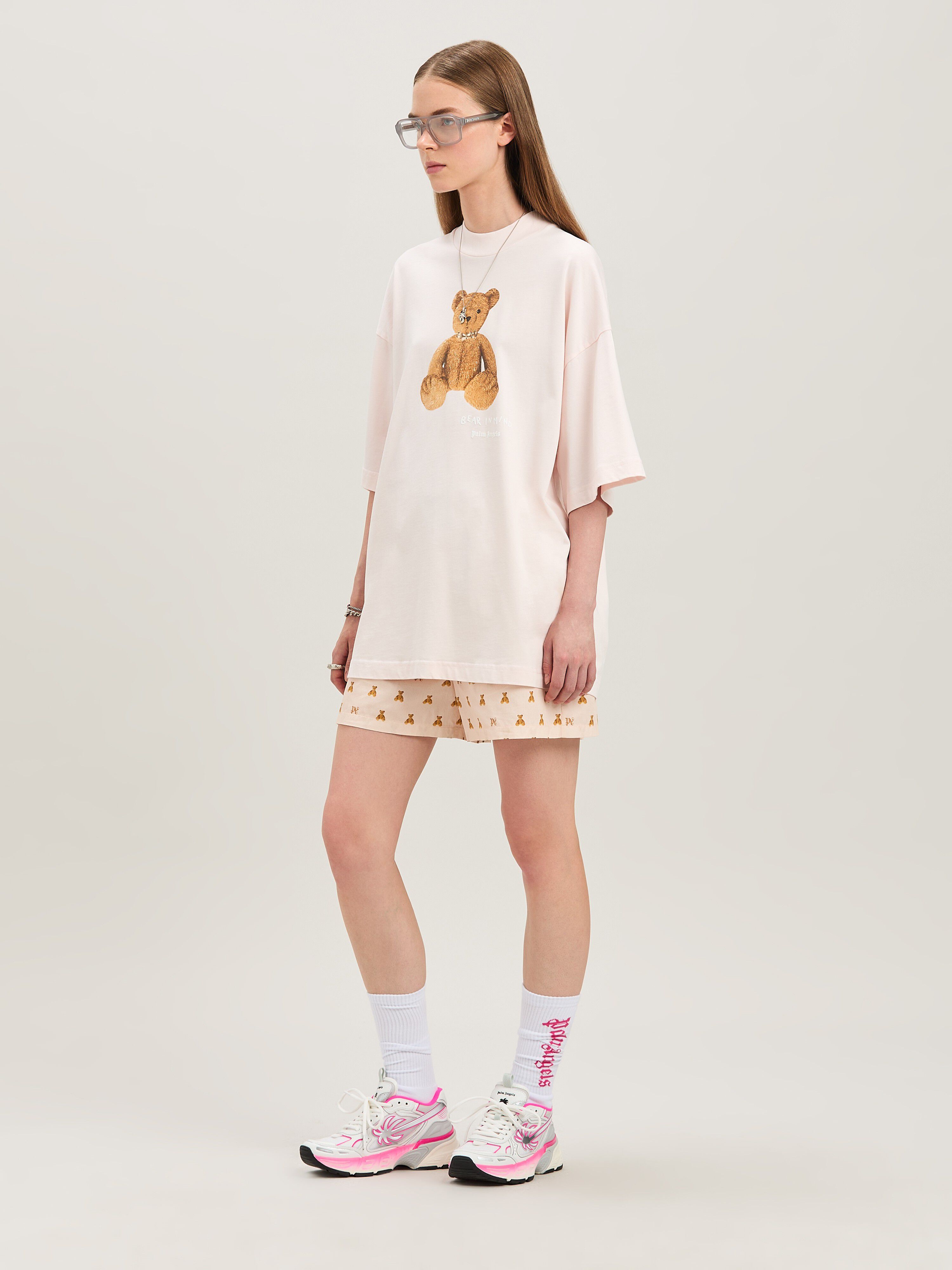 PALM ANGELS  Bear in Mind loose T-shirt SOFT PINK - BROWN PWAA017S25JER004