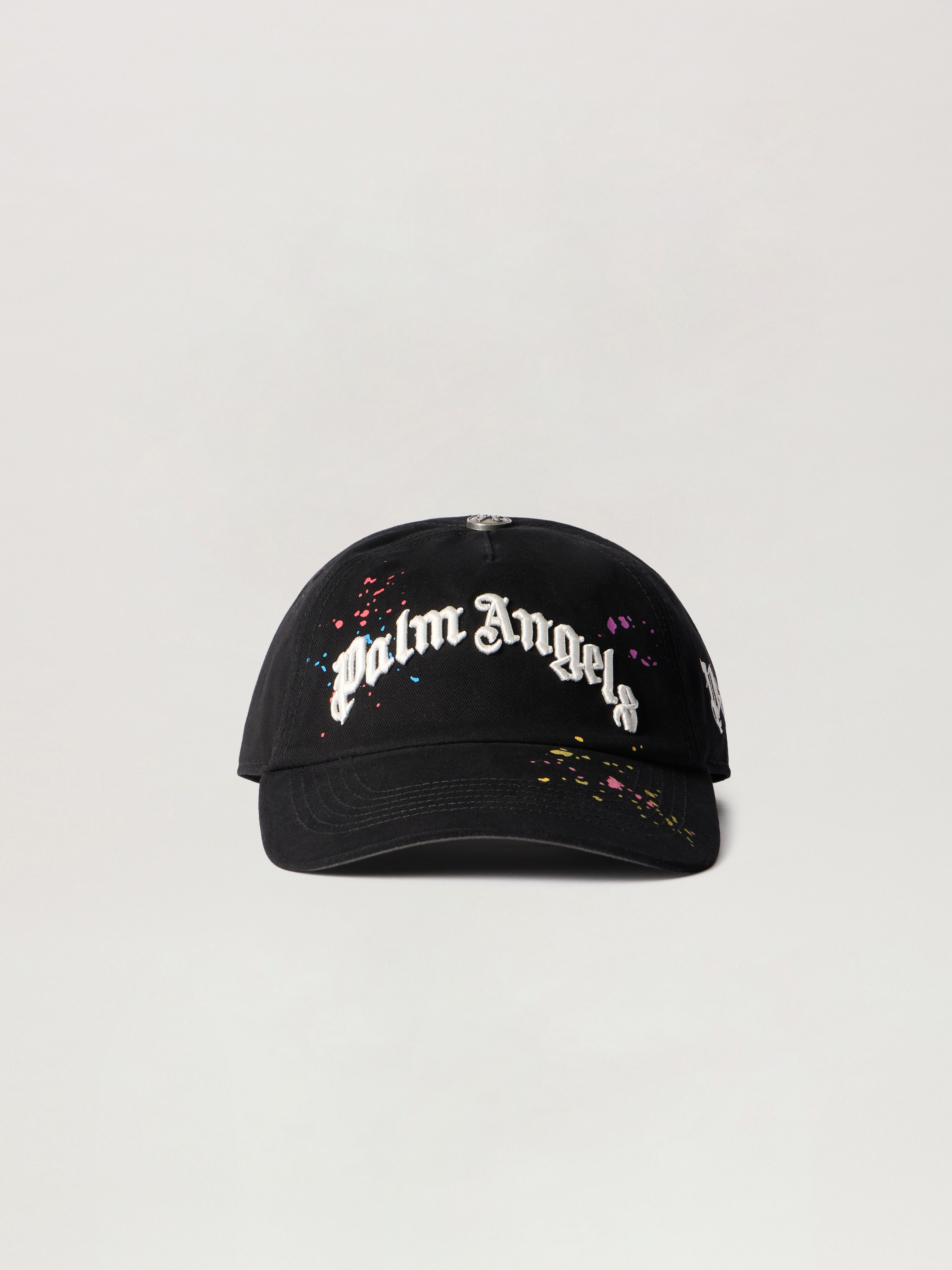 Curved Logo Painted Cap in BLACK - MULTICOLOR for Men | Palm Angels®