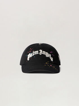 PALM ANGELS Curved Logo Painted Cap BLACK - MULTICOLOR PMLB104F25FAB001