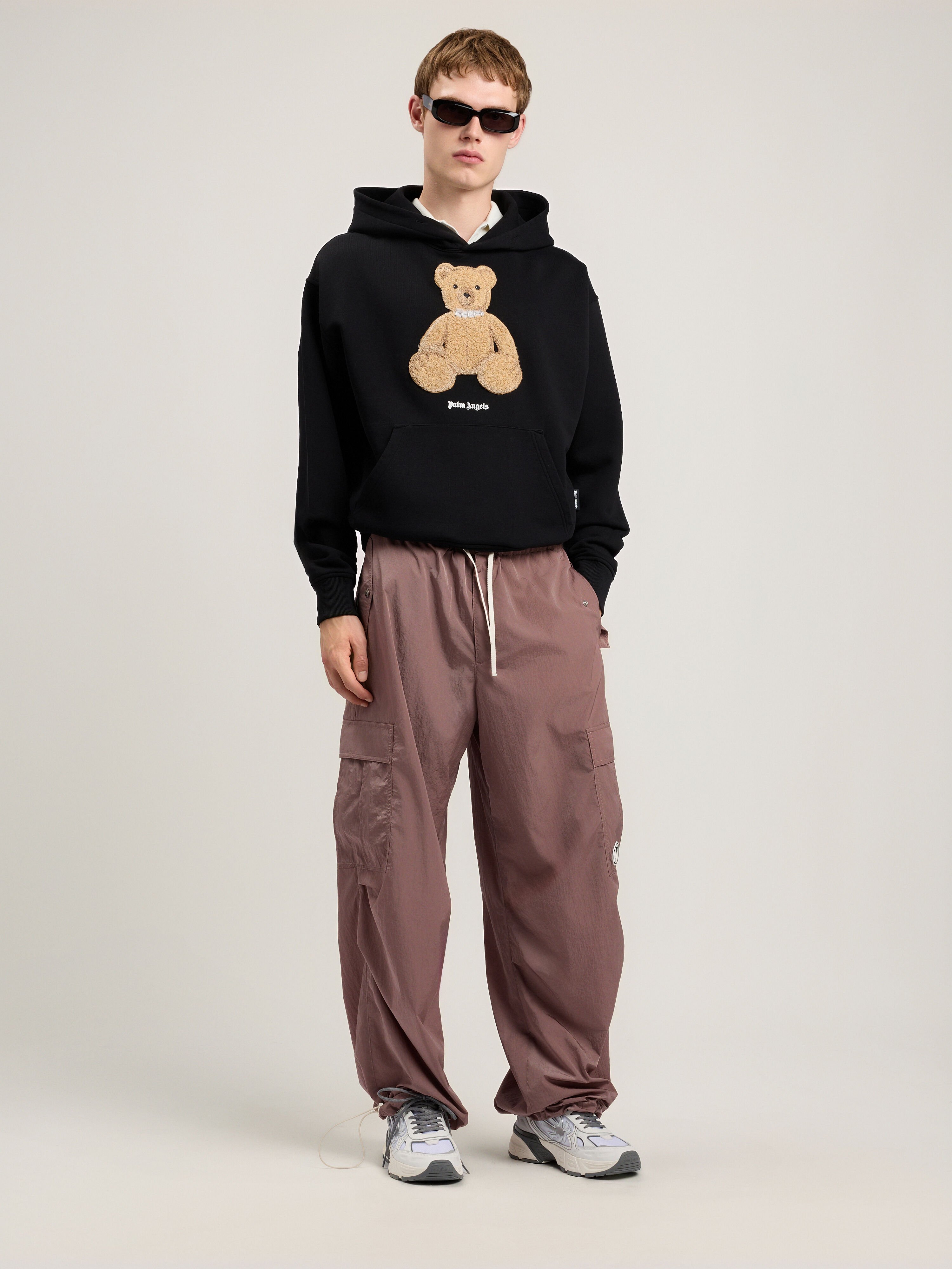 PALM ANGELS Bear Hoodie BLACK BROWN PMBB17DS26FLE00C