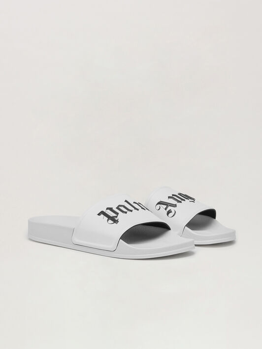 PALM ANGELS Pool Slider WHITE BLACK PWIC002C99PLA003