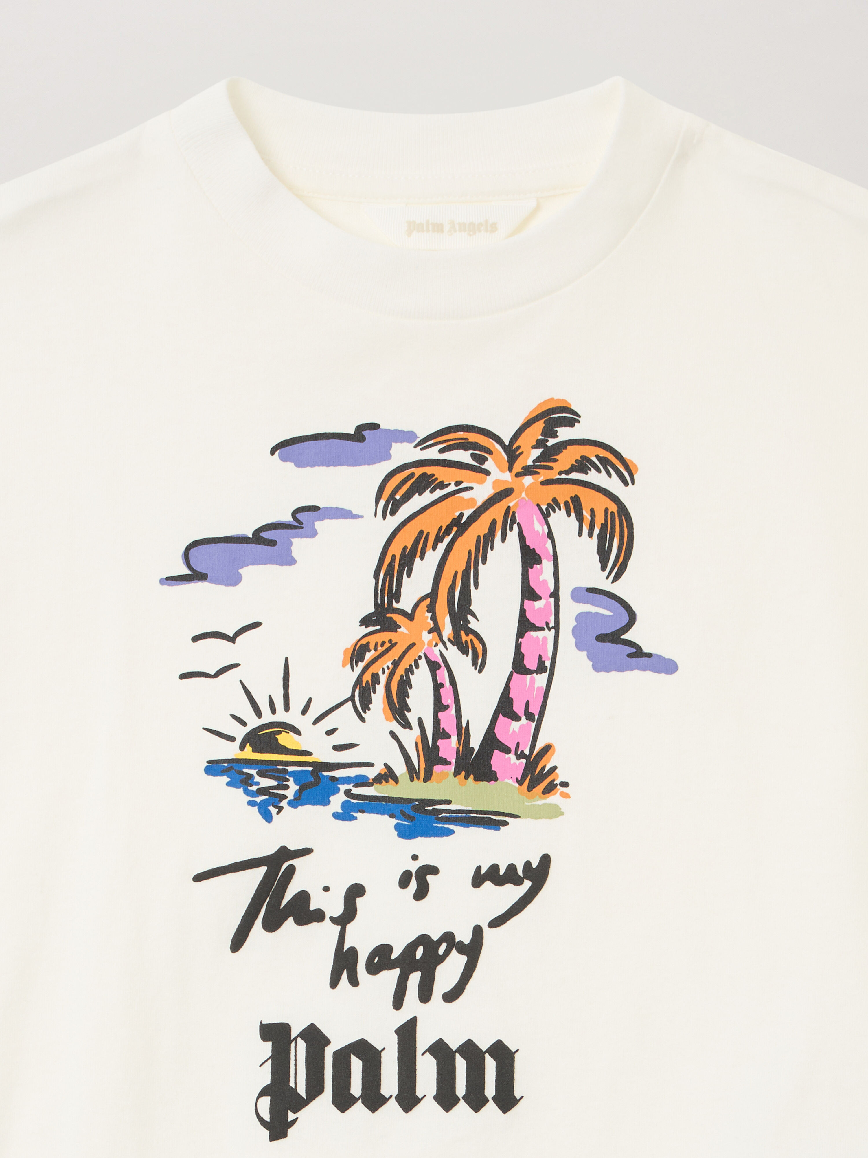 PALM ANGELS Happy Palms Over Tshirt S/S OFF WHITE - MULTICOLOR PBAA002F25JER004