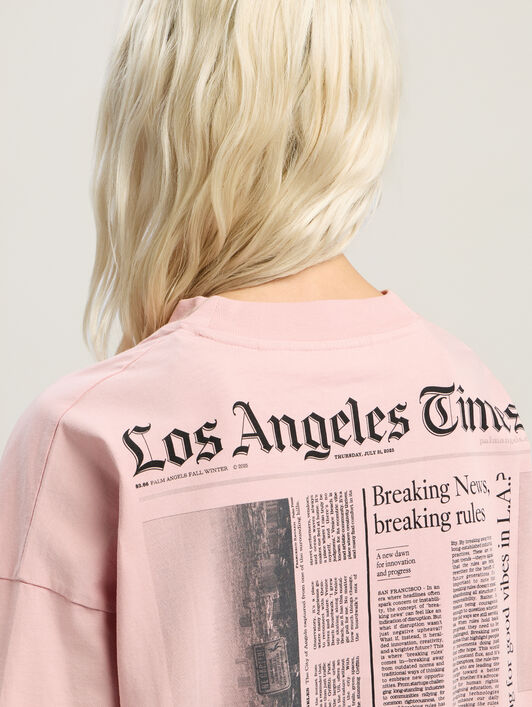Paxlatimes Graphic Loose Tee PALM ANGELS Paxlatimes Graphic Loose Tee PINK - BLACK PWAA07BF25JER001