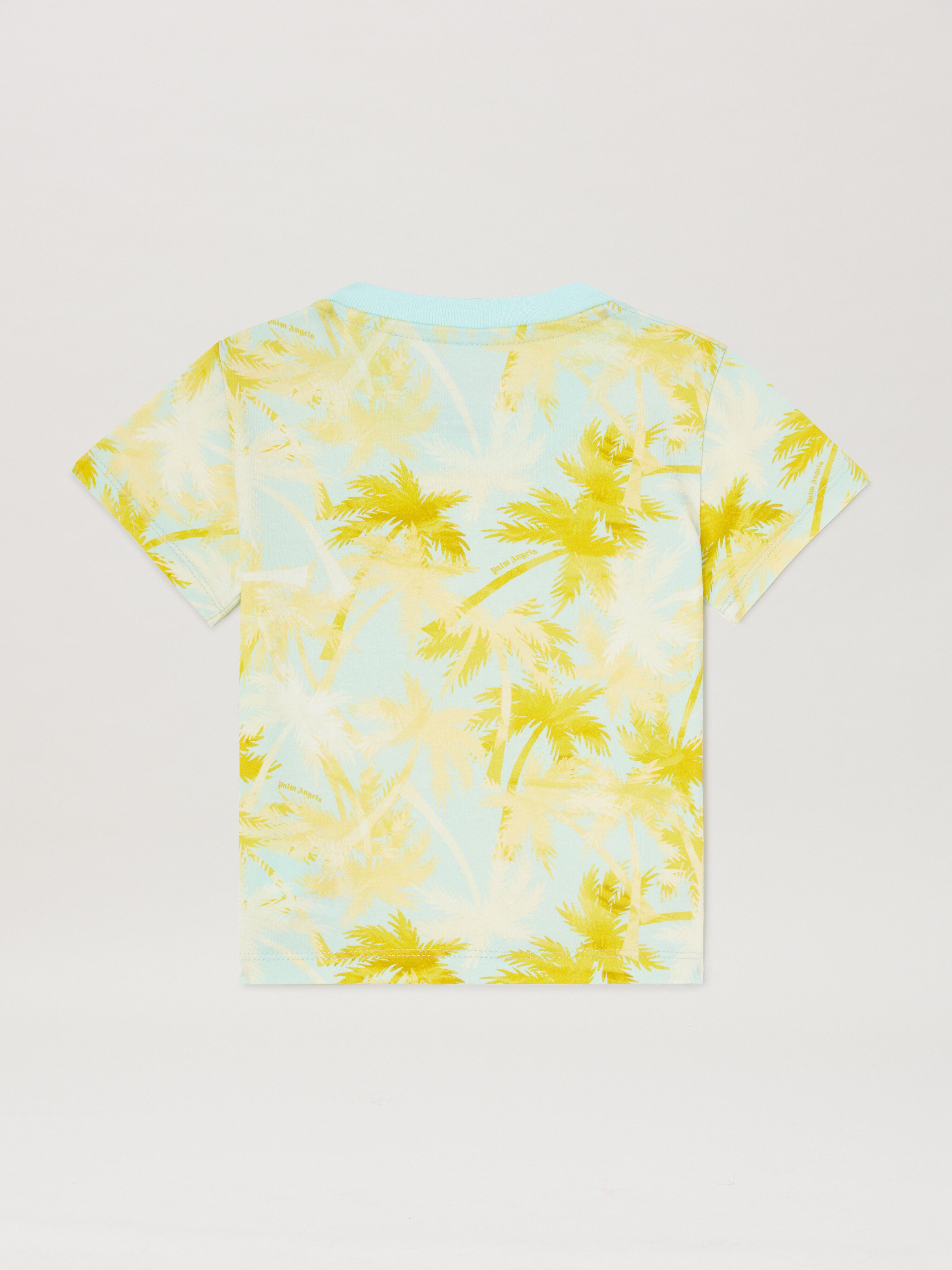 PALM ANGELS  All over palm print T-shirt SKY BLUE BROWN PBXB001S25JER004
