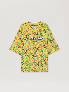PALM ANGELS Tribal Allover Palm Sport T-Shirt YELLOW OFF WHITE PMAA10NS26FAB001
