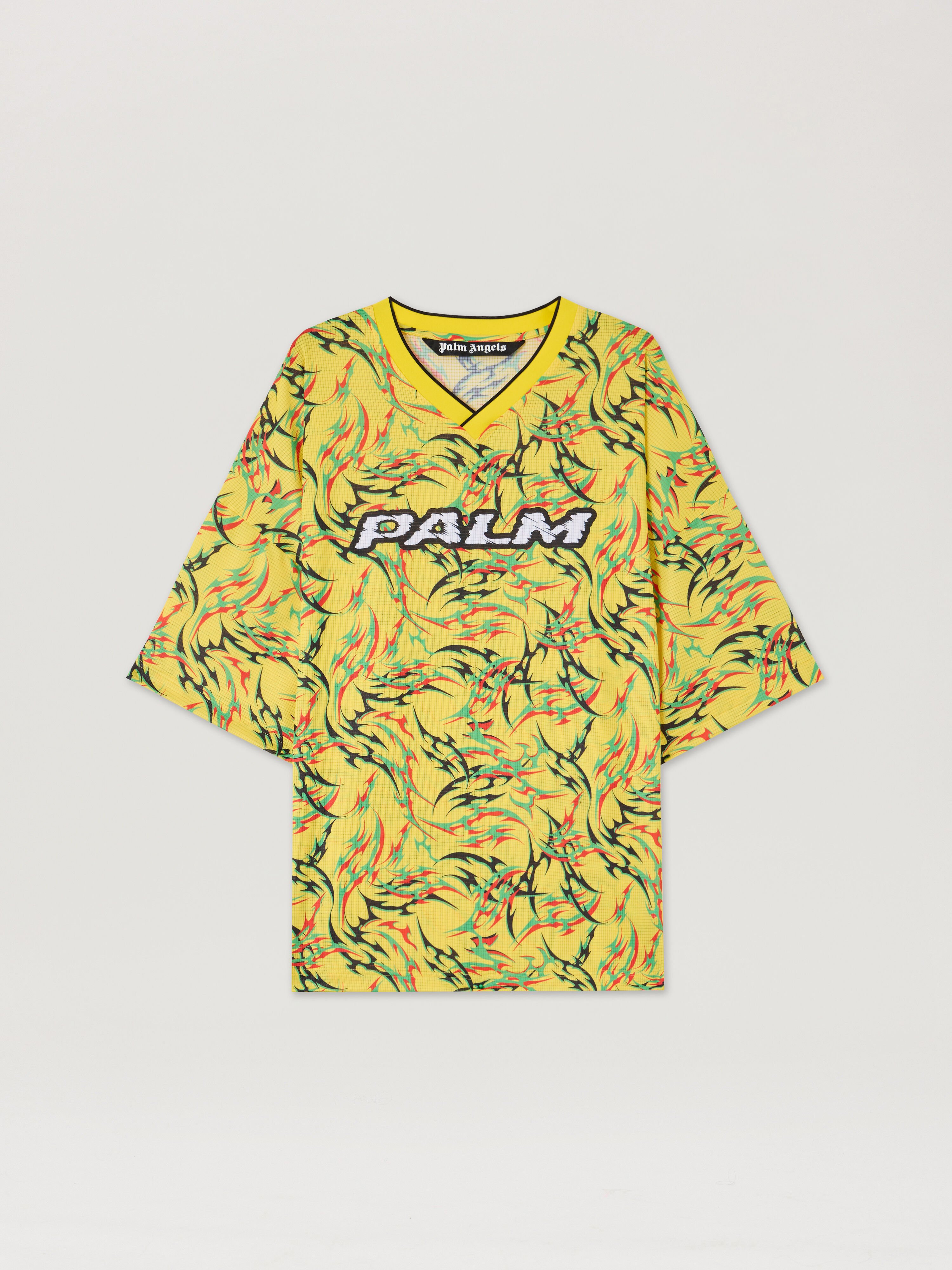 PALM ANGELS Tribal Allover Palm Sport T-Shirt YELLOW OFF WHITE PMAA10NS26FAB001