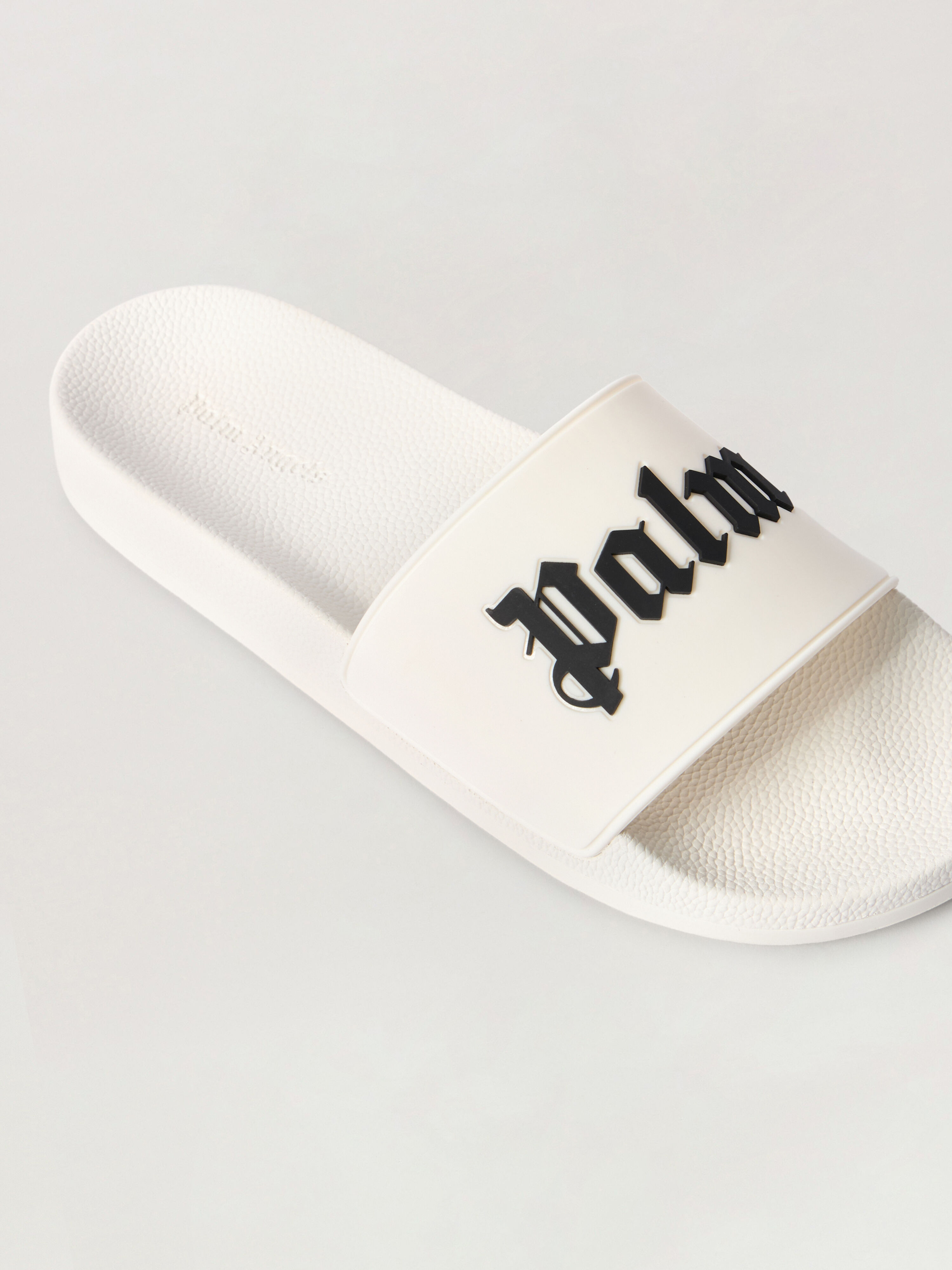 PALM ANGELS Big Logo Sliders OFF WHITE BLACK PMIC018S26MAT003
