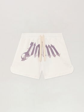 PALM ANGELS Big Waist Logo Sweatshorts OFF WHITE LILAC PWCI017S26FLE001