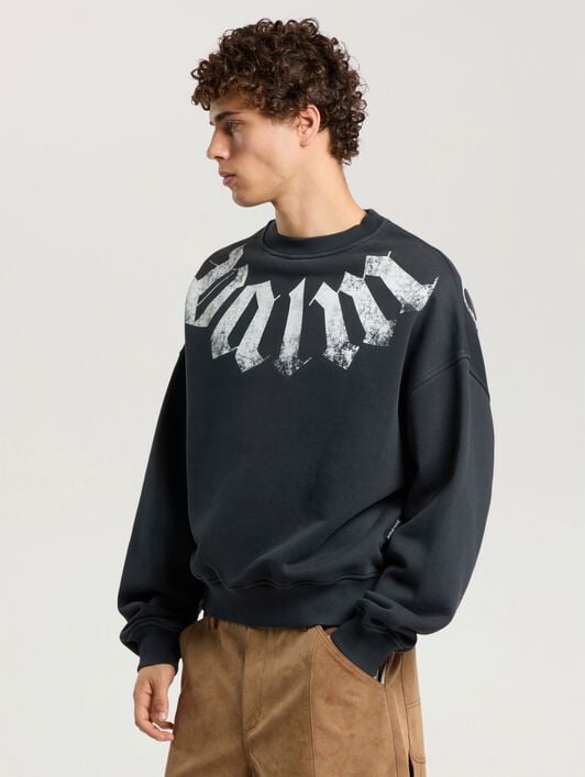 Big Neck Logo Loose Sweatshirt PALM ANGELS Big Neck Logo Loose Sweatshirt BLACK - OFF WHITE PAMBA04F26FL01