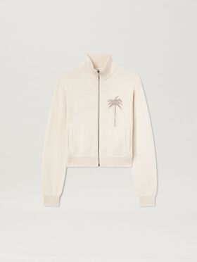 PALM ANGELS  Palm Inlay Track knit jacket NAVY BLUE - OFF WHITE PWHG034S25KNI001