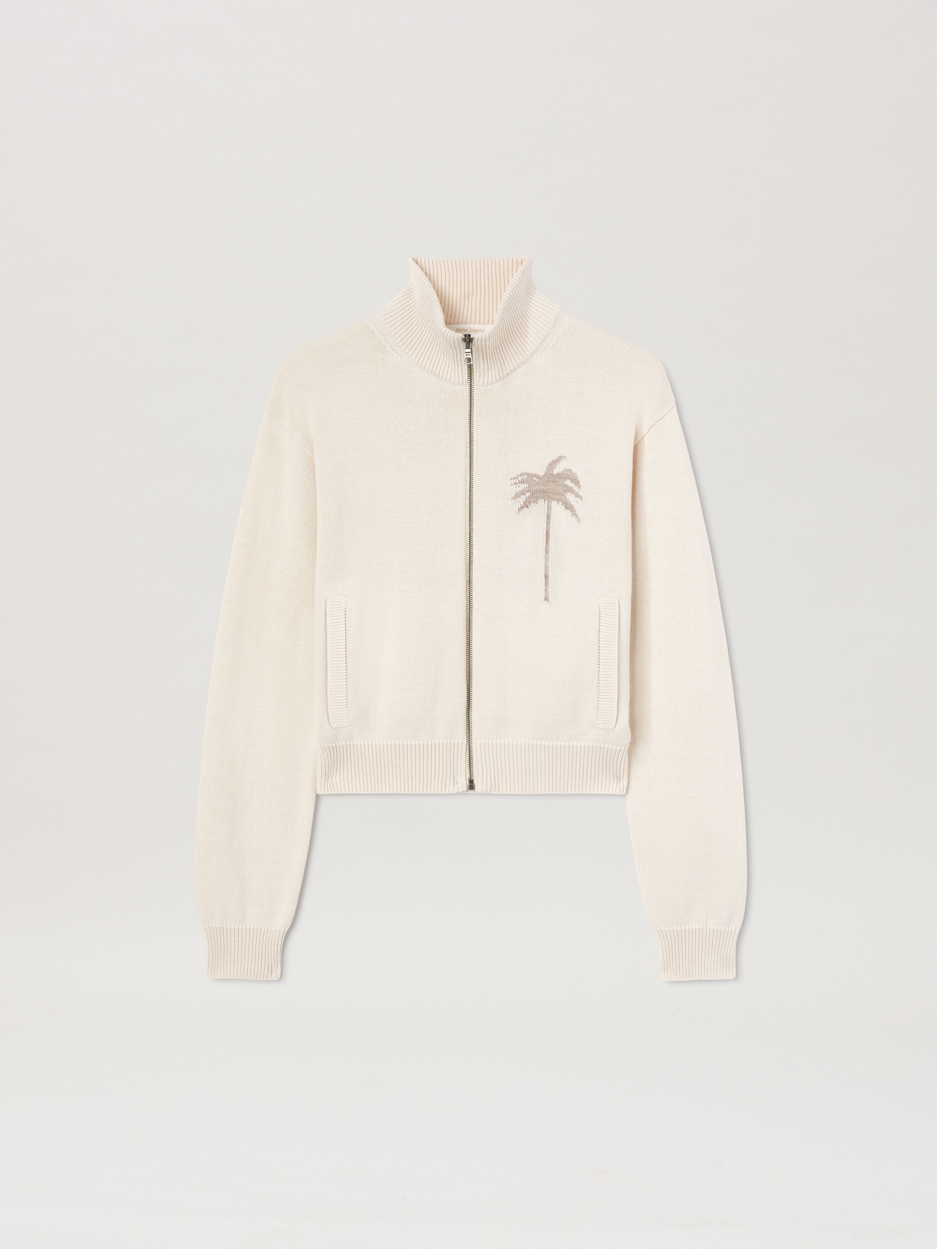 PALM ANGELS  Strickjacke mit Palme OFF WHITE - CAMEL PWHA061S25KNI001