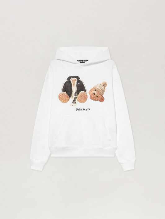 PALM ANGELS Broken Bear Cortina Hoodie WHITE PAMBB010FL001