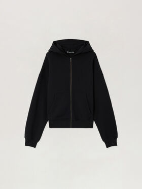 PALM ANGELS Back Curved Logo Zip Hoodie BLACK OFF WHITE PMBE02AS26FLE004