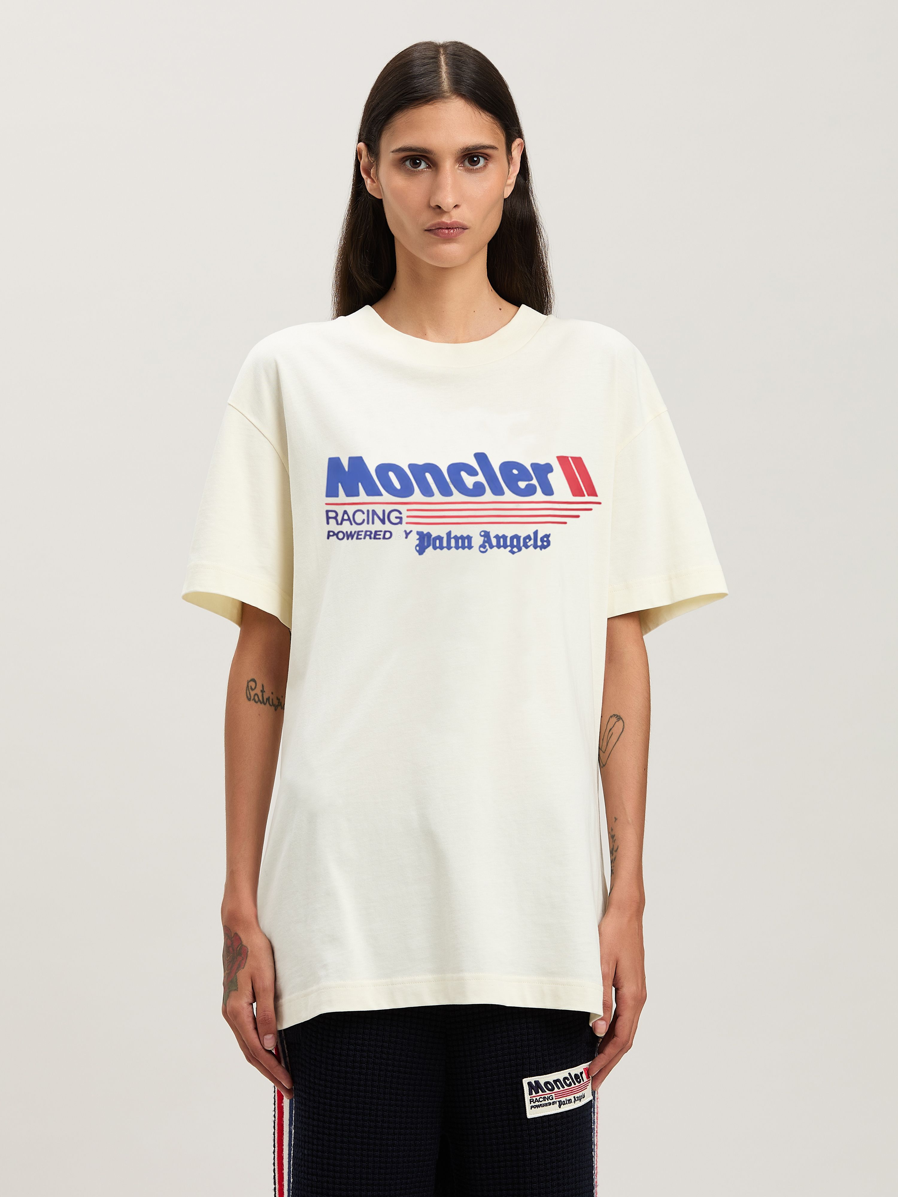 PALM ANGELS  Racing T-shirt Moncler x Palm Angels WHITE - BLUE PMAA107T25JER001