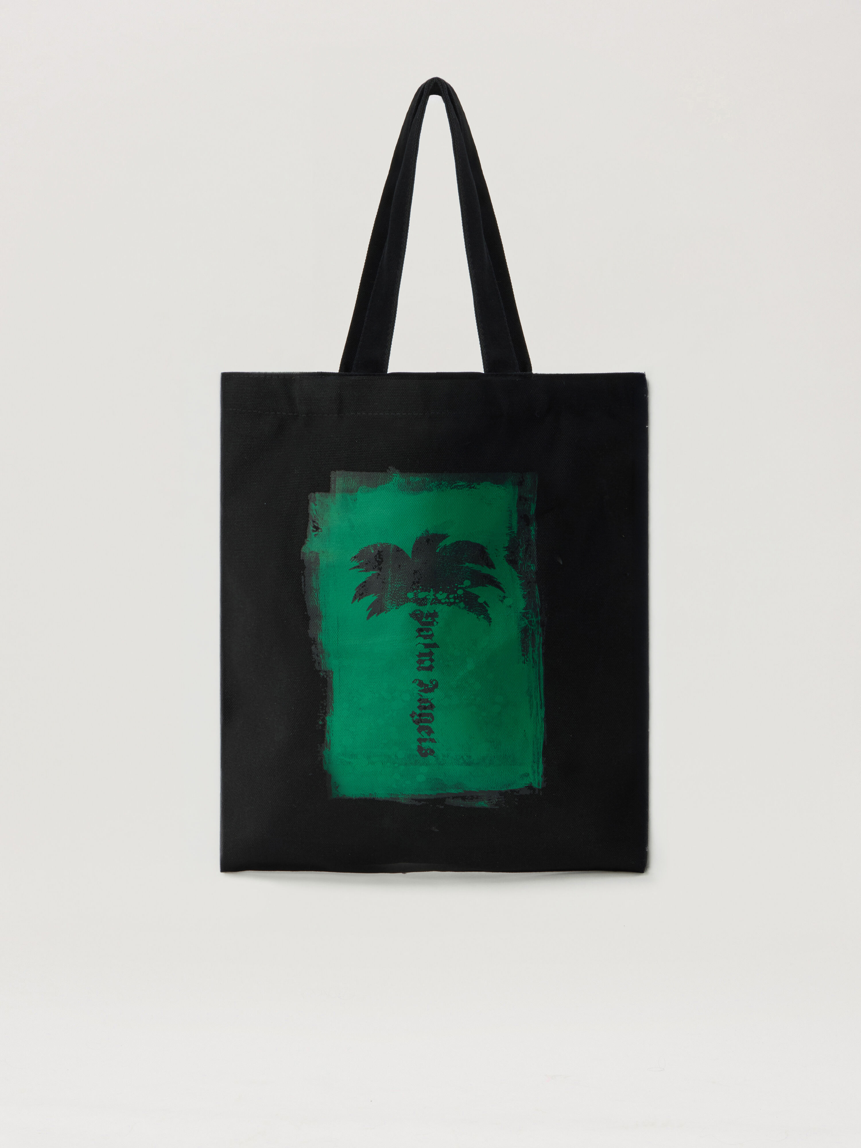 Palm Brushed Tote Bag PALM ANGELS Palm Brushed Tote Bag BLACK - DARK GREEN PAMNA01W26FB02