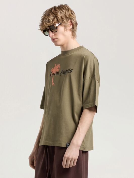 Palm Drift Loose T-Shirt PALM ANGELS Palm Drift Loose T-Shirt OLIVE GREEN - BLACK PAMAA03W26JR06