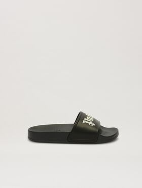 PALM ANGELS  Logo Pool slider NERO - OFF WHITE PBIC001C99MAT006