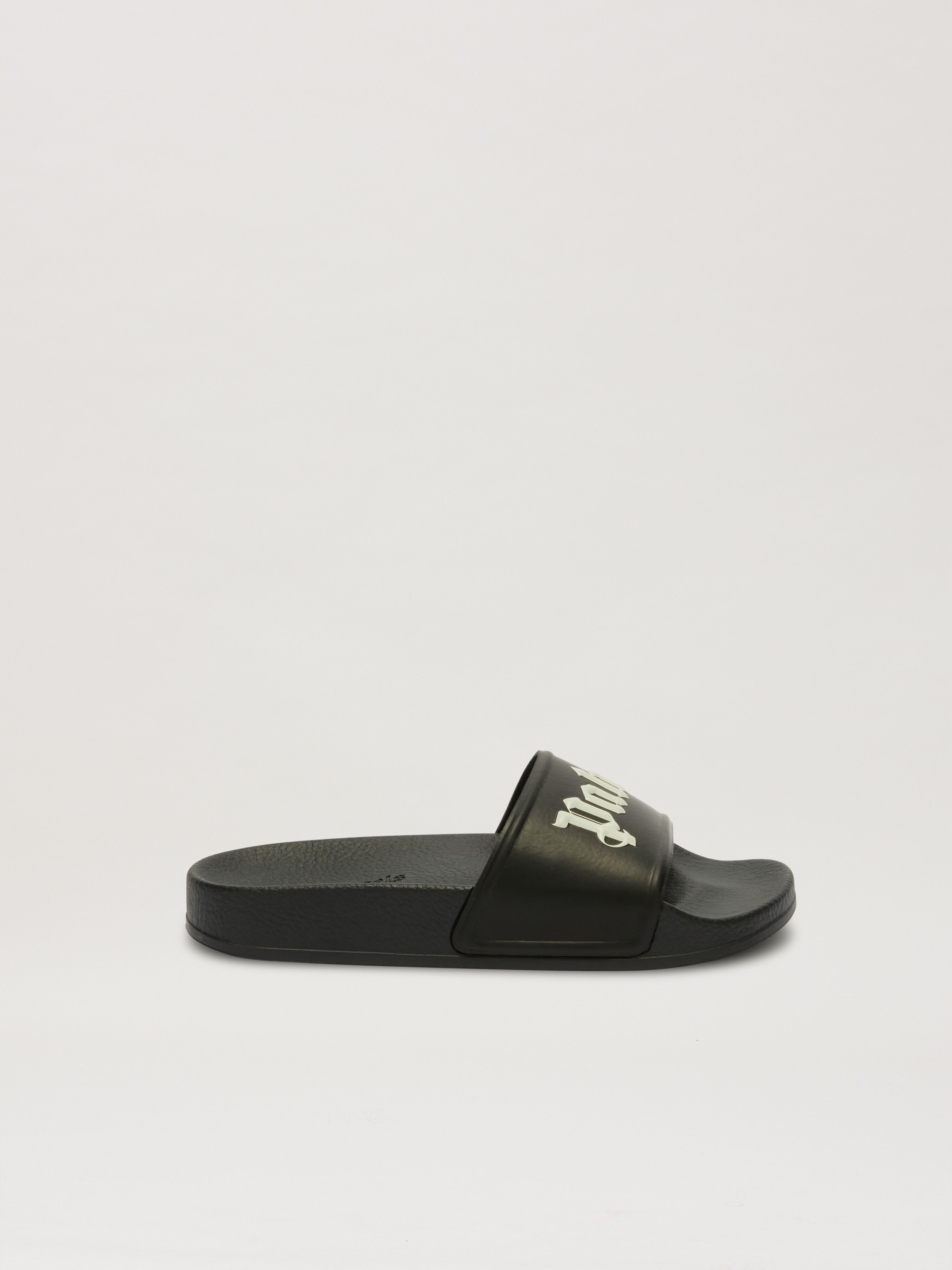PALM ANGELS  Logo Pool slider NERO - OFF WHITE PBIC001C99MAT006