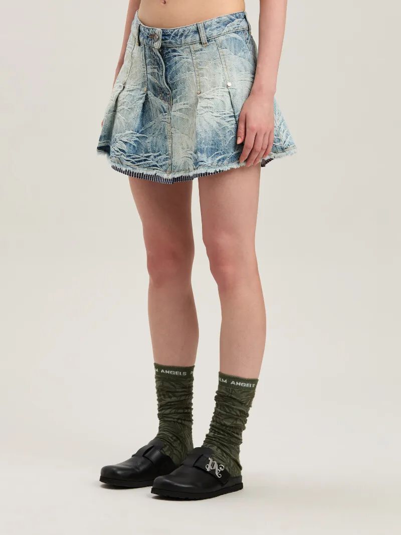 PALM ANGELS  Palms jacquared denim miniskirt MEDIUM BLUE - LIGHT BLUE PWYF019S25DEN001