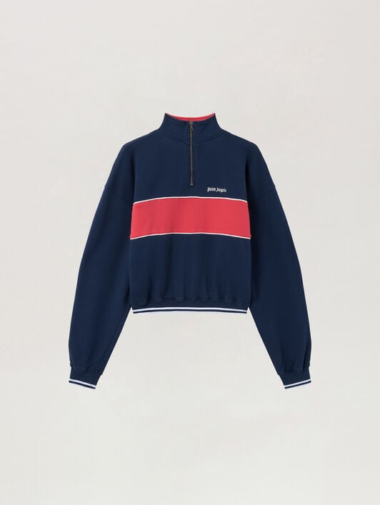 Classic Logo Half-Zip Sweatshirt PALM ANGELS Classic Logo Half-Zip Sweatshirt NAVY BLUE RED PWBA05HS26FLE001
