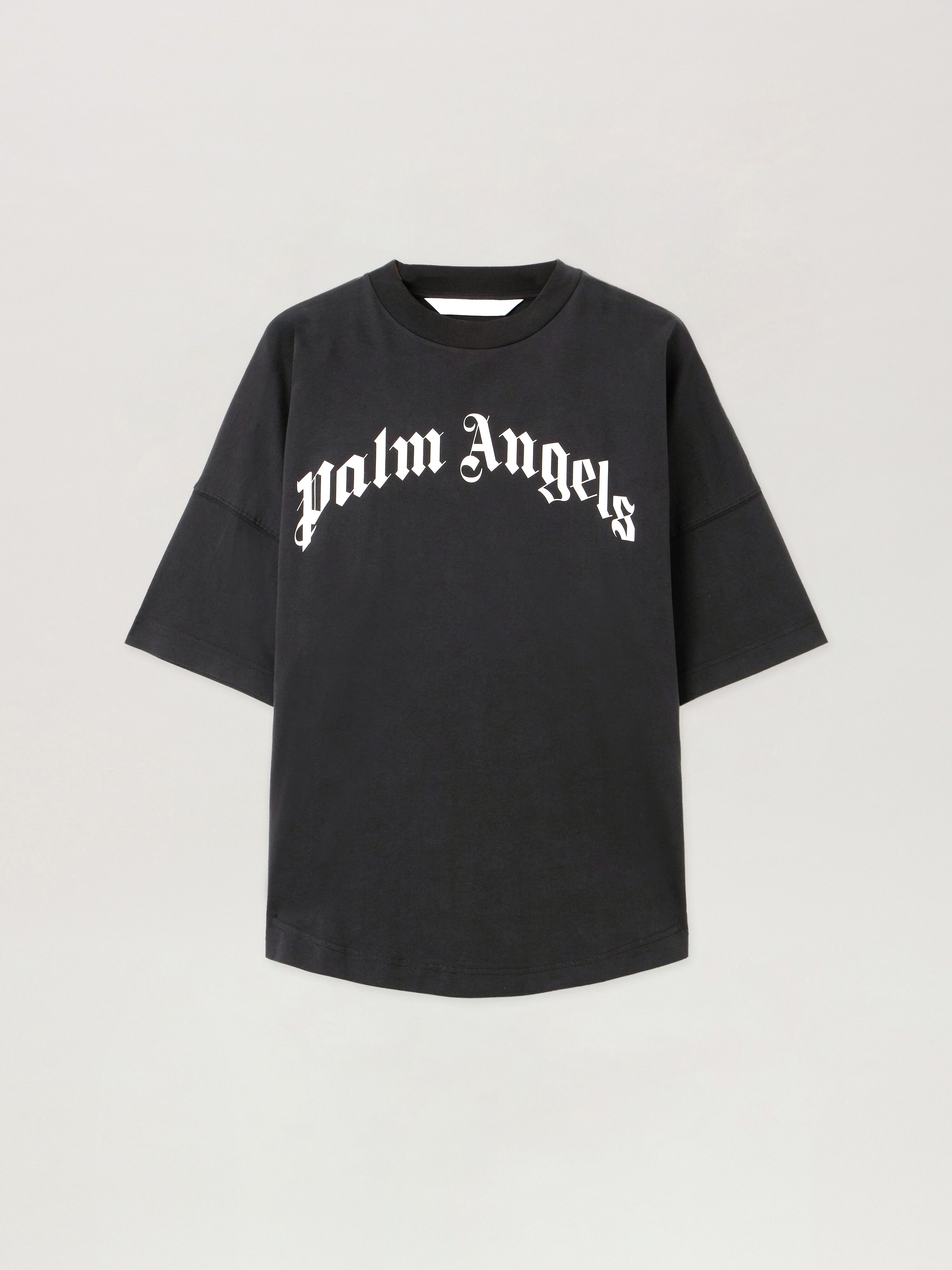 Curved Logo Over Tee PALM ANGELS Curved Logo Over Tee BLACK - OFF WHITE PWAA07CF25JER001