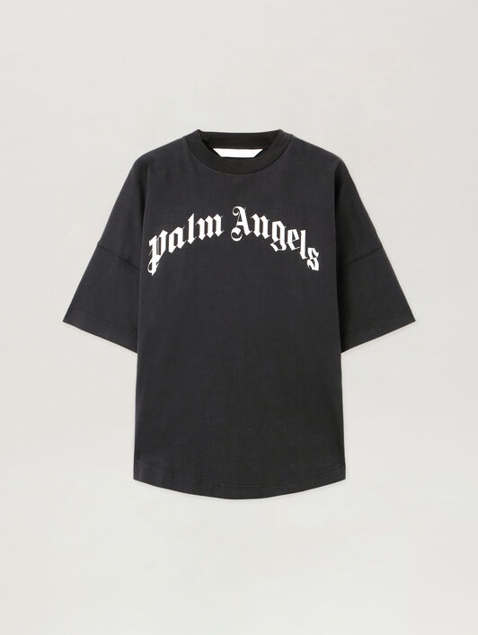 Curved Logo Over Tee PALM ANGELS Curved Logo Over Tee BLACK - OFF WHITE PWAA07CF25JER001