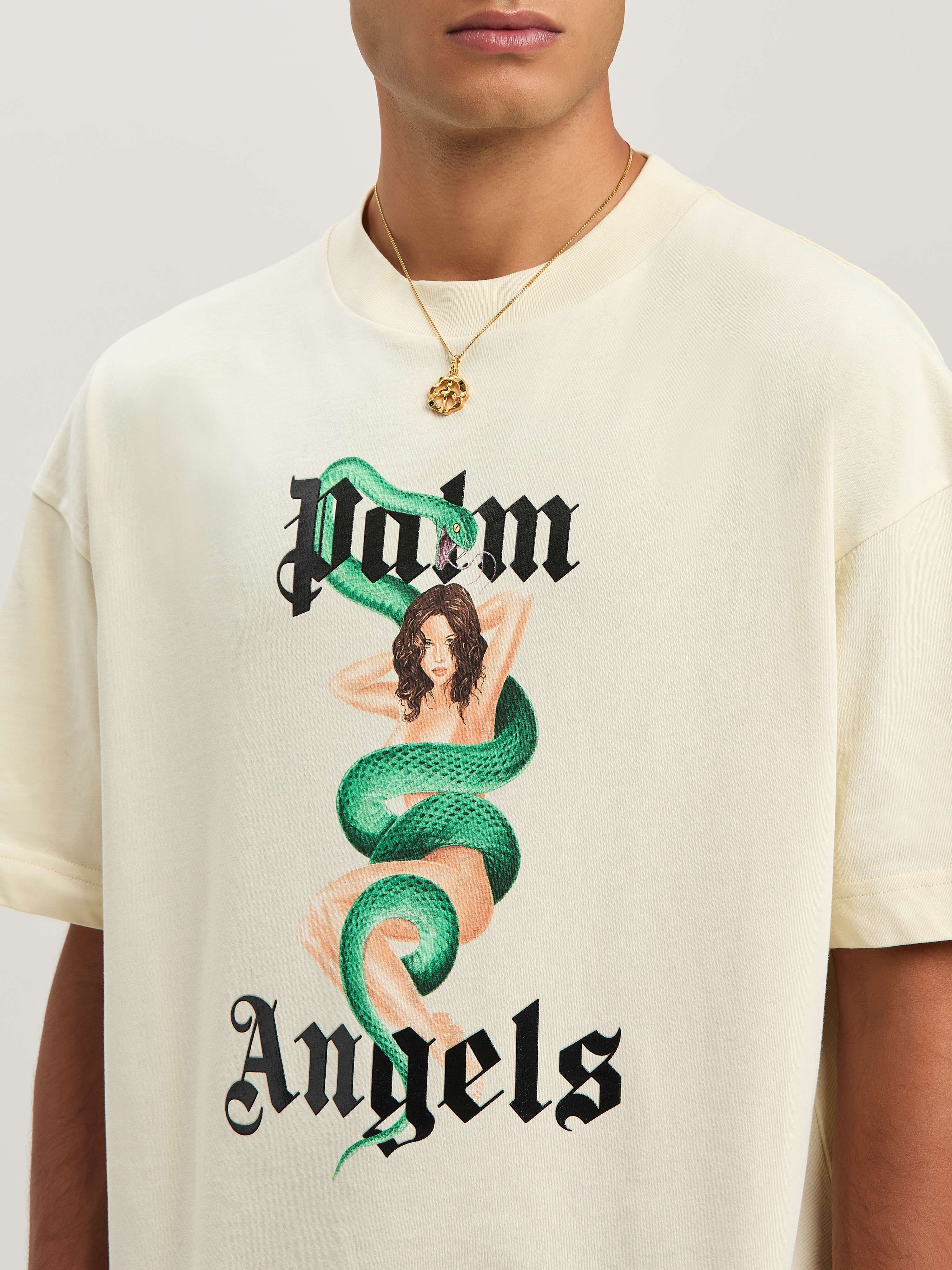 PALM ANGELS  Pin up T-shirt AVORIO - NERO PMAA001S25JER007