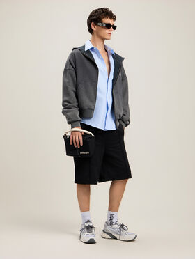 PALM ANGELS Palm Leaf Loose Zip Hoodie BLACK MULTICOLOR PMBE02HS26FLE001