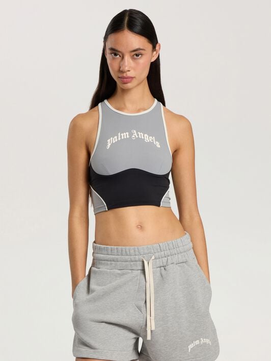Curved Logo Colour-Block Tank Top PALM ANGELS Curved Logo Colour-Block Tank Top BLACK - GREY PAWVO03F26FB01