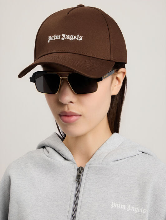 PALM ANGELS Classic Logo Cap BROWN OFF WHITE PMLB104S26FAB004