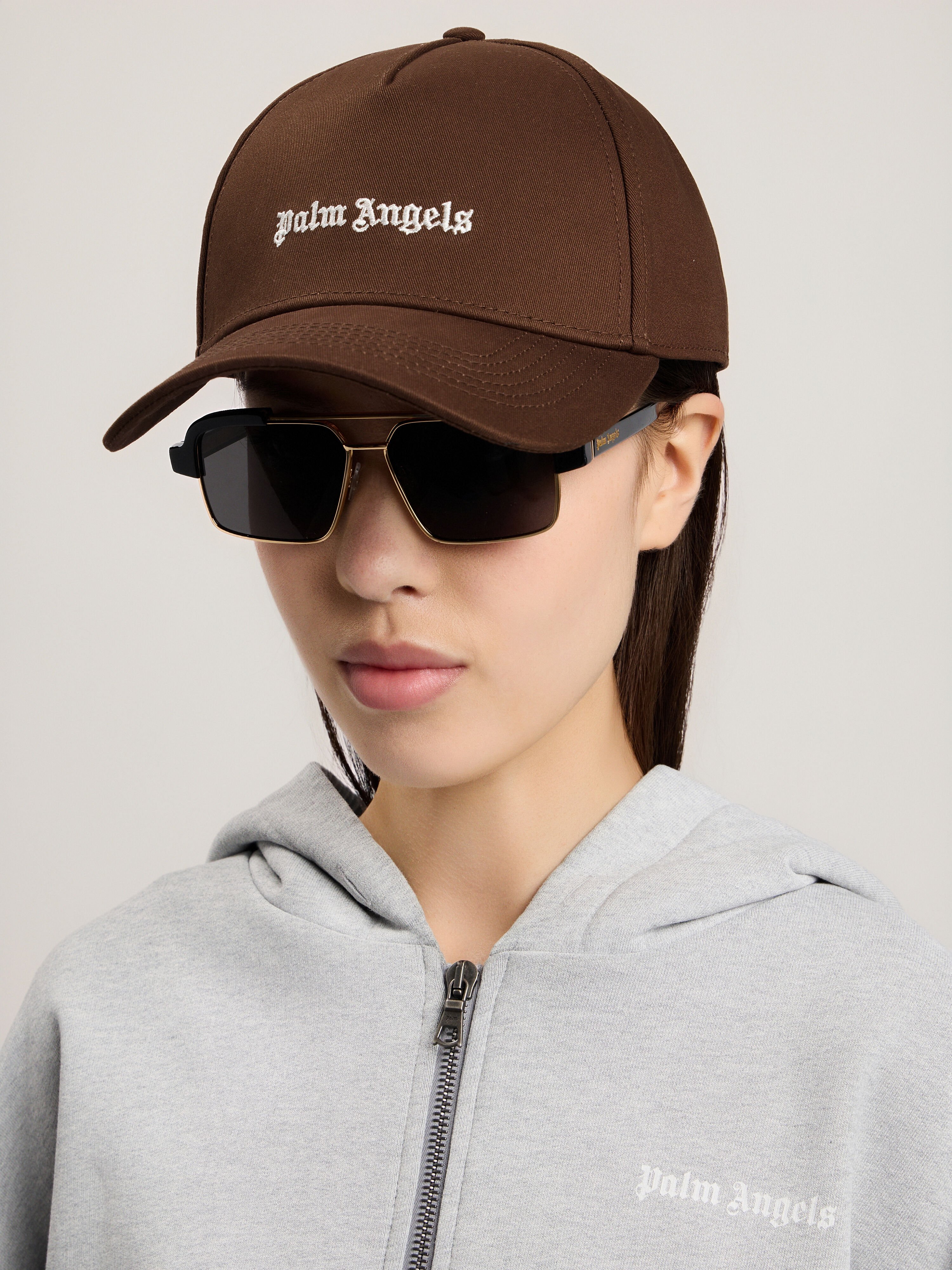PALM ANGELS Classic Logo Cap BROWN OFF WHITE PMLB104S26FAB004
