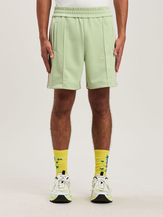 PALM ANGELS  Embroidered Logo Track shorts SAGE - OFF WHITE PMCL004S25FAB001