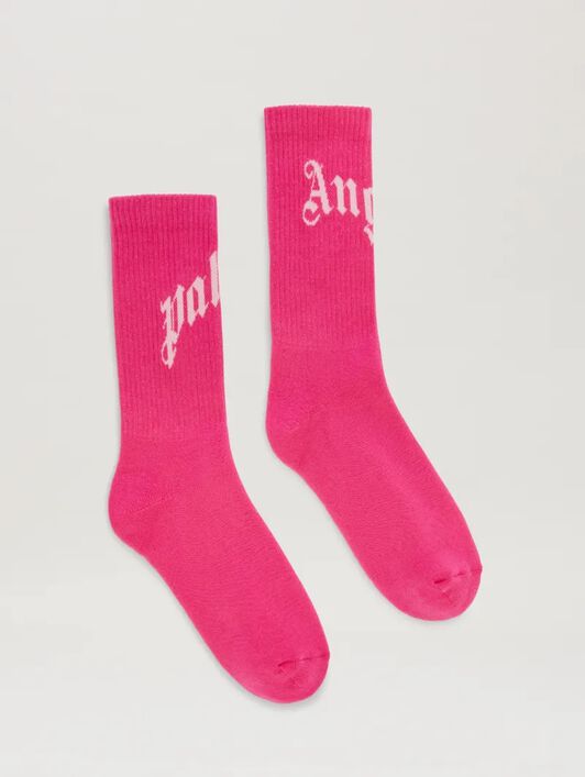 PALM ANGELS  Kurze Socken mit Curved-Logo FUCHSIA - SOFT PINK PWRA00AS25FAB001