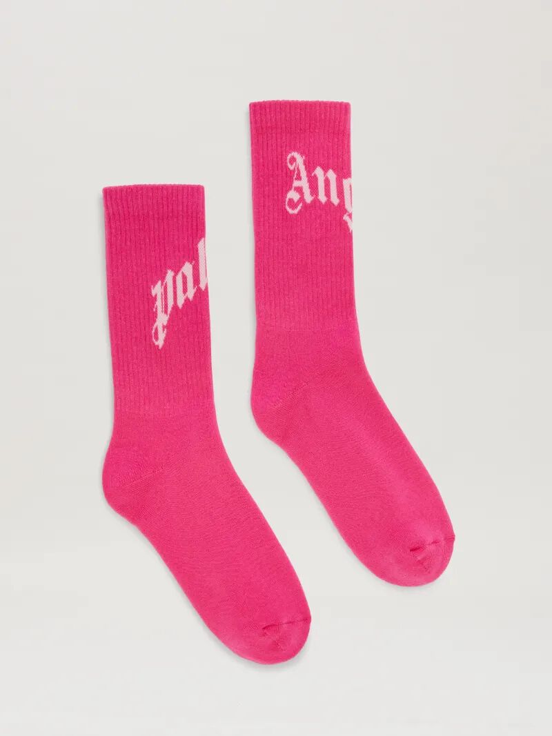 PALM ANGELS  Kurze Socken mit Curved-Logo FUCHSIA - SOFT PINK PWRA00AS25FAB001