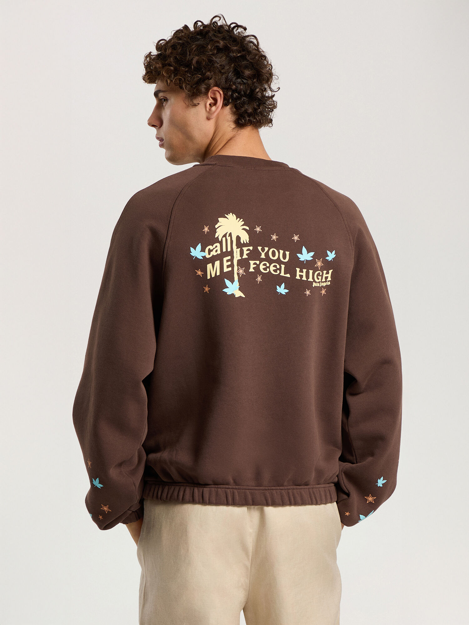 Feel High Regular Crewneck Sweatshirt PALM ANGELS Feel High Regular Crewneck Sweatshirt BROWN - MULTICOLOR PAMBA07F26FL01