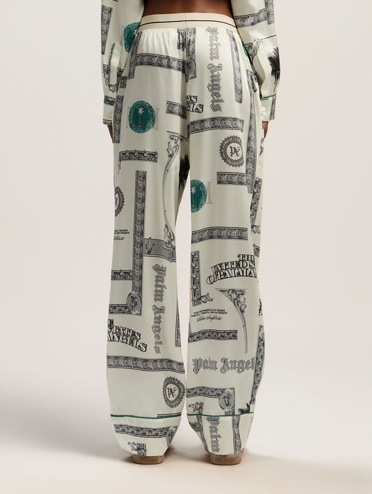 PALM ANGELS Dollar Print Pajama Pants IVORY - BLACK PWCA15FF25FAB002