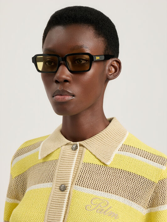PALM ANGELS Homer Yellow Lens Sunglasses SHINY BLACK PA1025101853