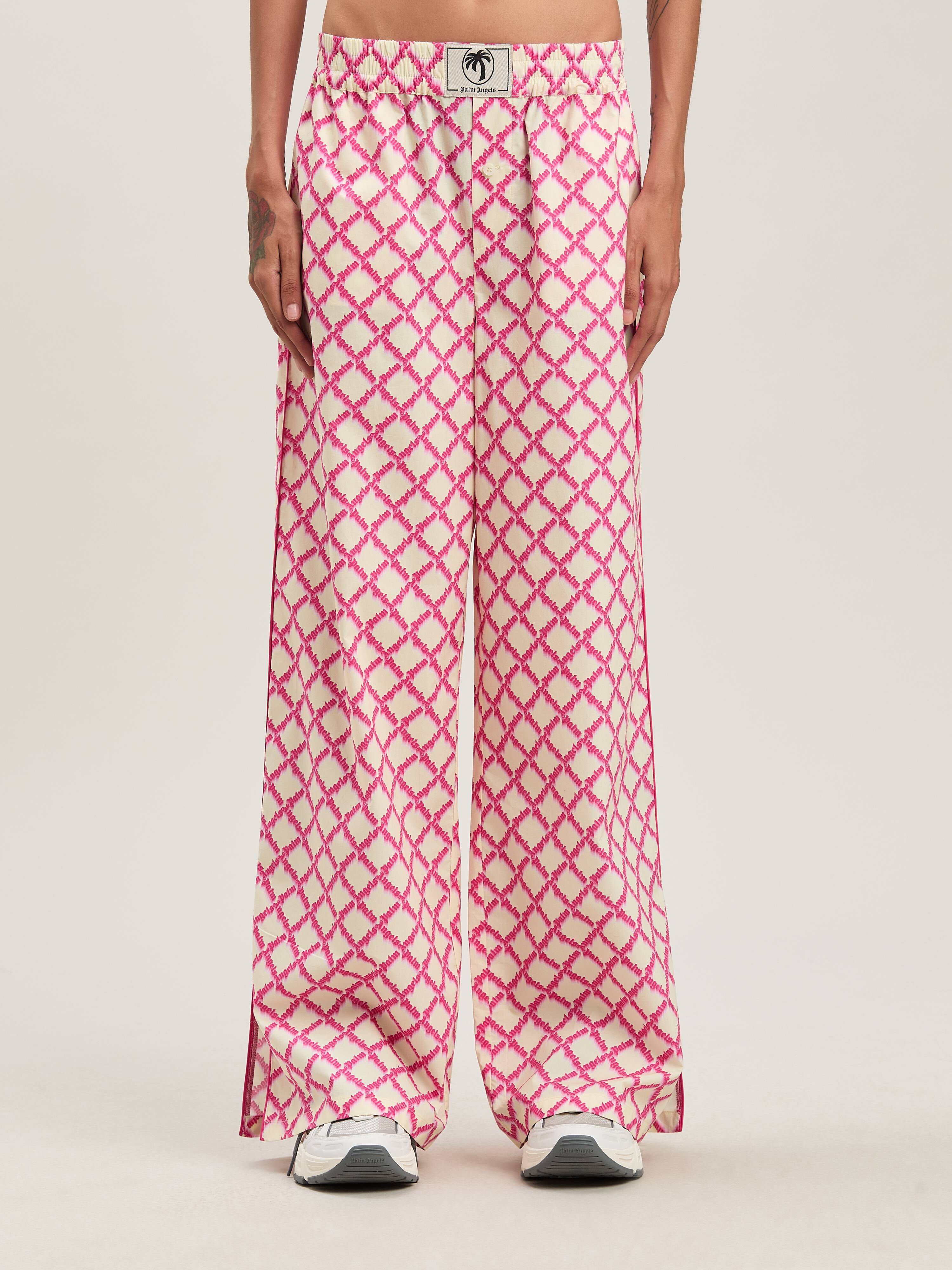 PALM ANGELS  Net logo Pants IVORY - FUCHSIA PWCA156S25FAB001