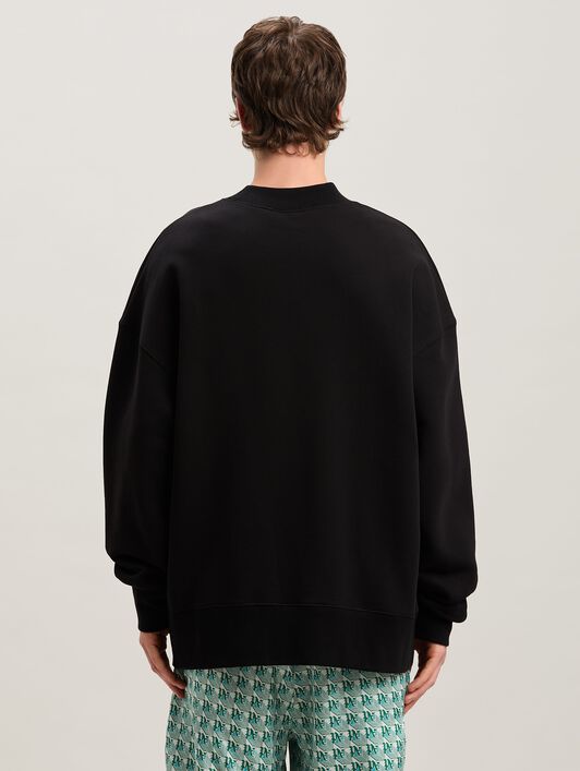 PALM ANGELS  Flame logo Sweatshirt NERO - OFF WHITE PMBA026S25FLE002