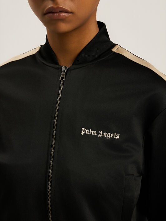 Classic Logo Track Bomber Jacket PALM ANGELS Classic Logo Track Bomber Jacket BLACK - OFF WHITE PAWBD01F26FB01