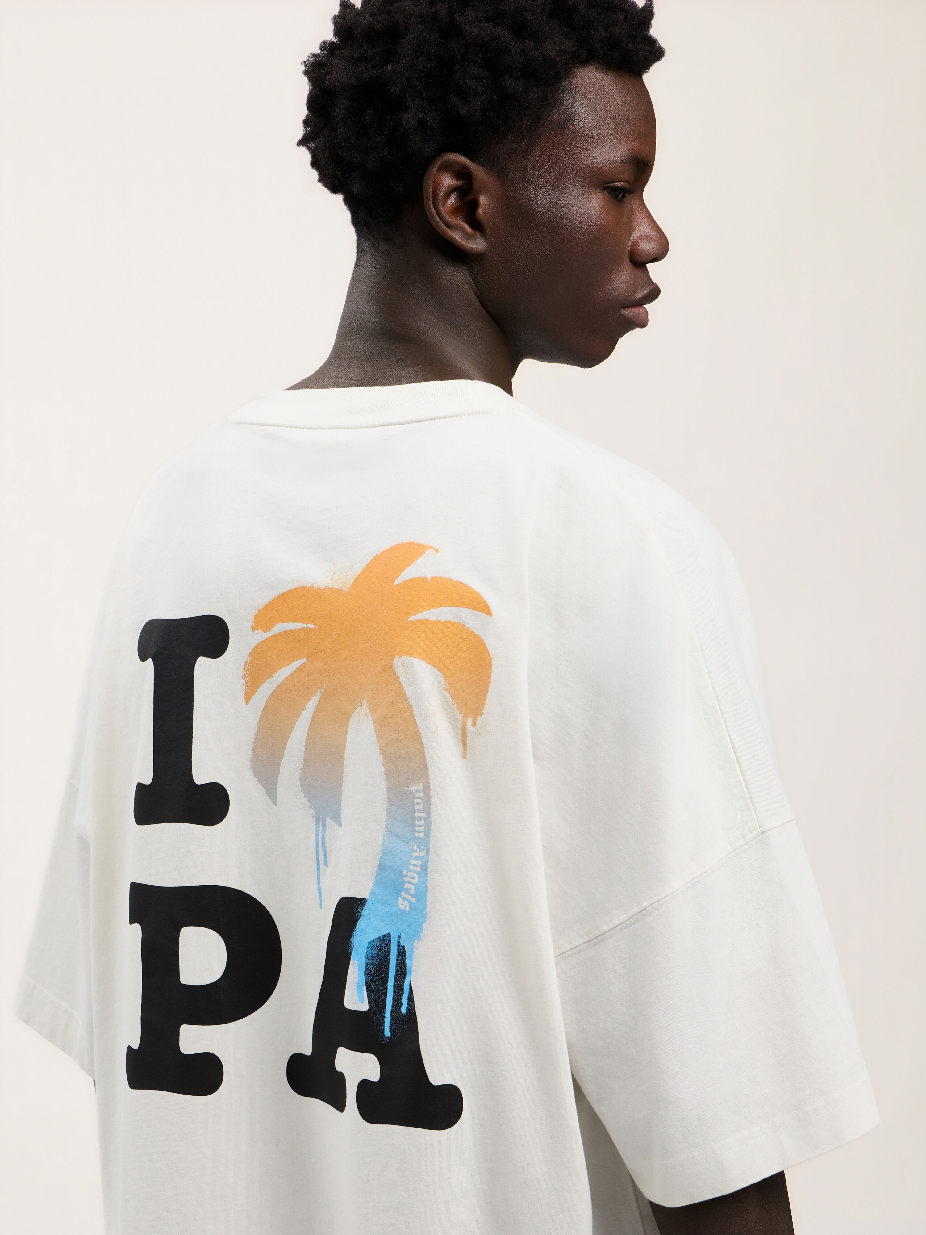 PALM ANGELS I Love Pa Over T-Shirt OFF WHITE BLACK PMAA10BS26JER003