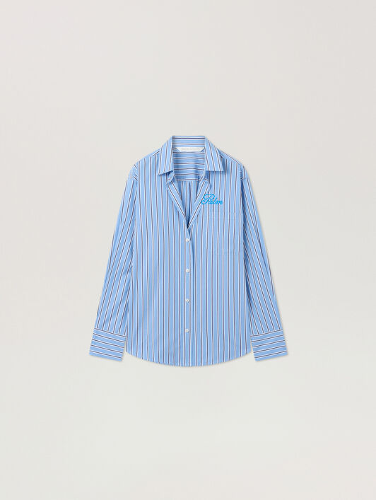 PALM ANGELS Palm Sway Oversized Shirt MEDIUM BLUE - OFF WHITE PAWGA02F26FB01
